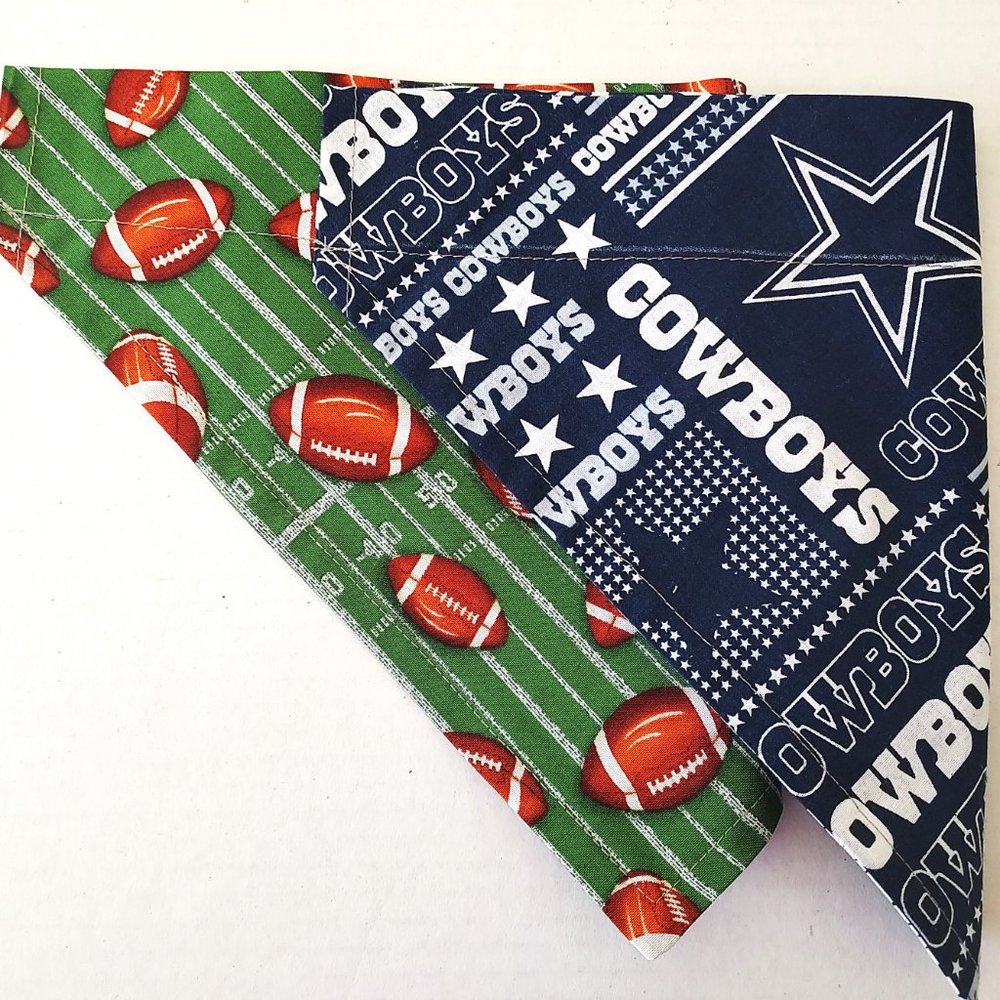 Football Dog Bandana Over the Collar Set of two Dallas Cowboys/Football field